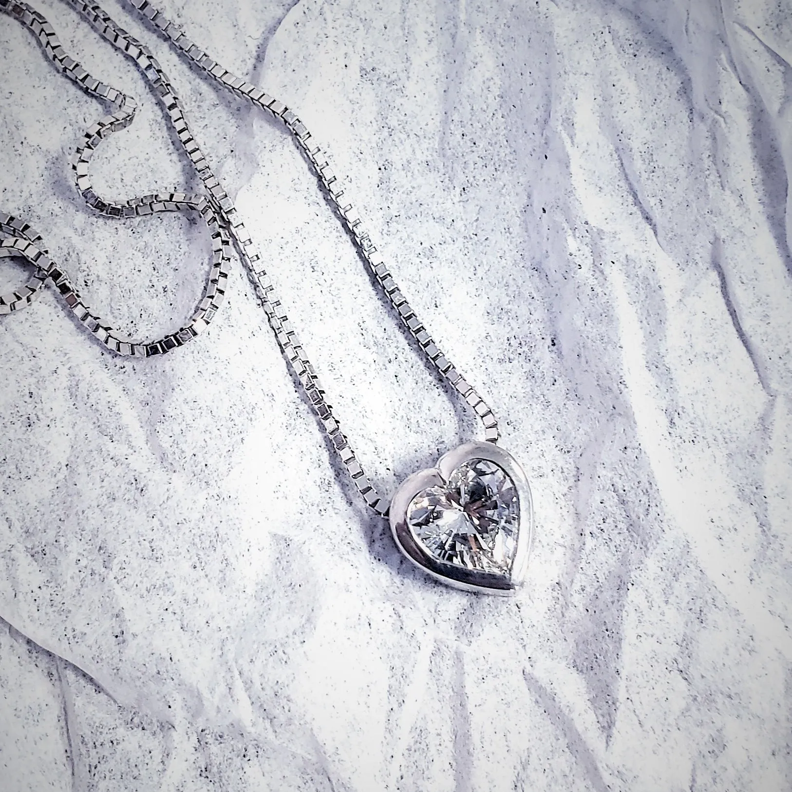 Heart Bezel Diamond Necklace