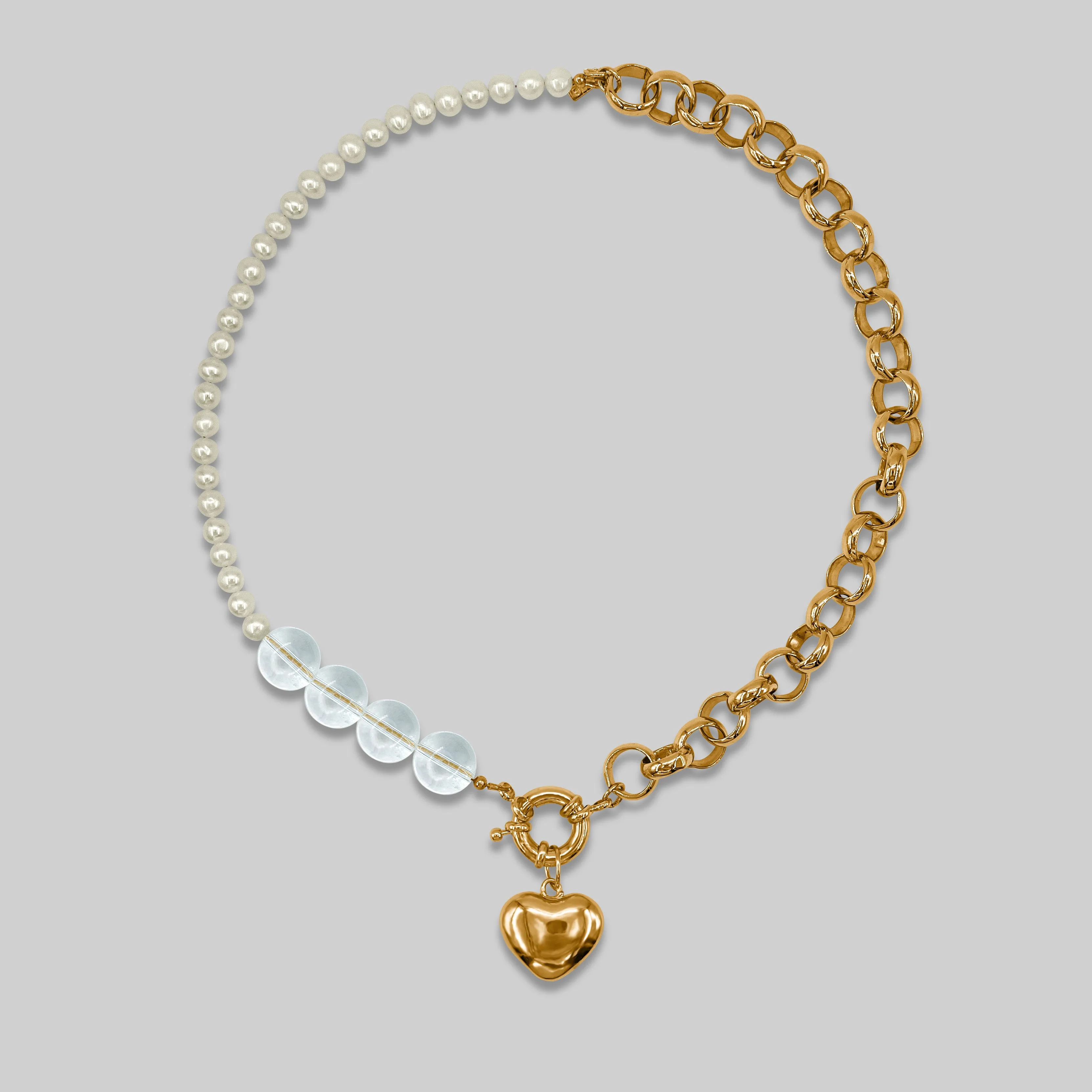 Heart Pendant Pearl Necklace