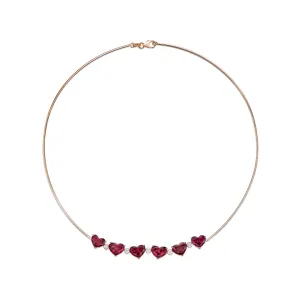 Heart Shape Garnet Diamond Necklace