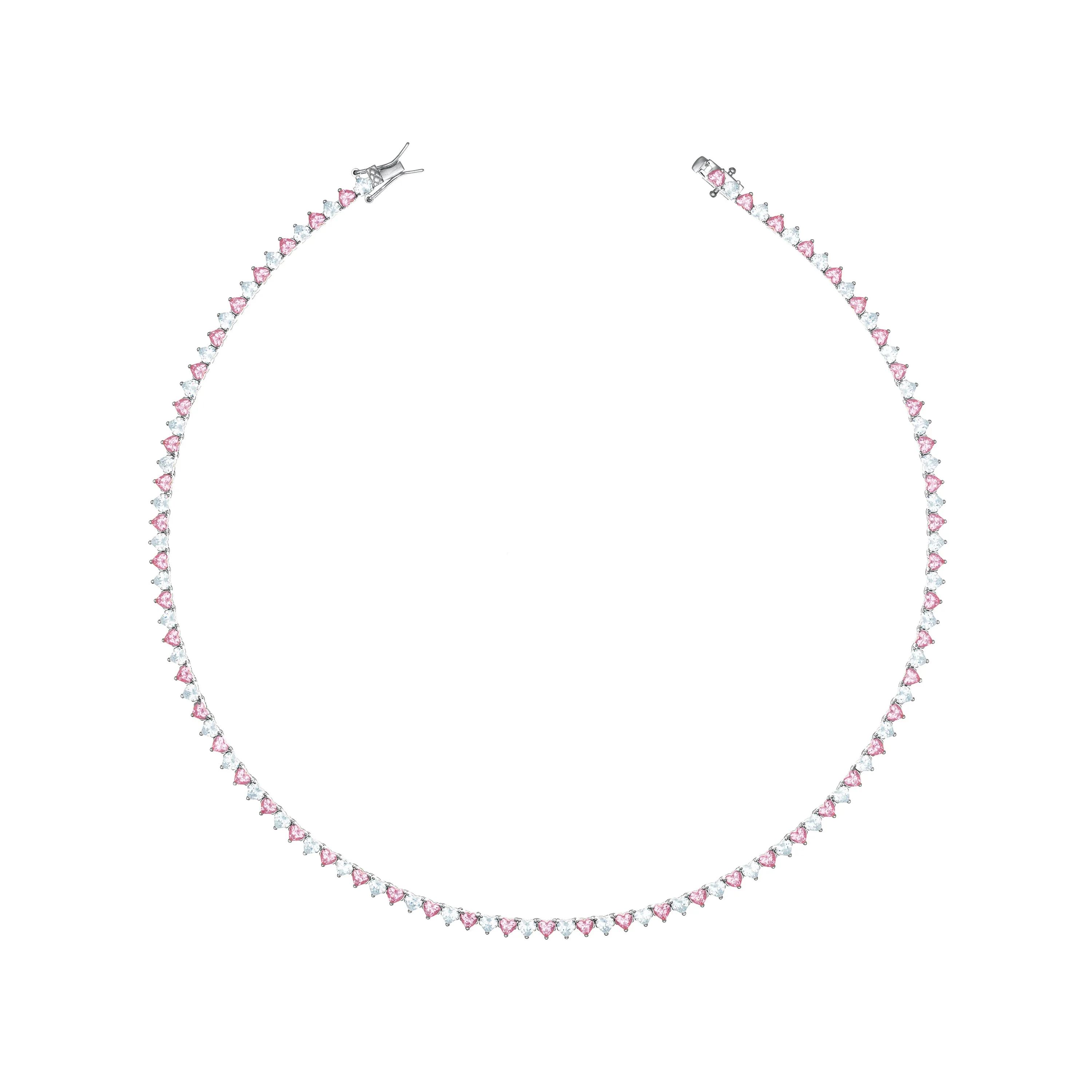 Heart Tennis Choker With Box Clasp