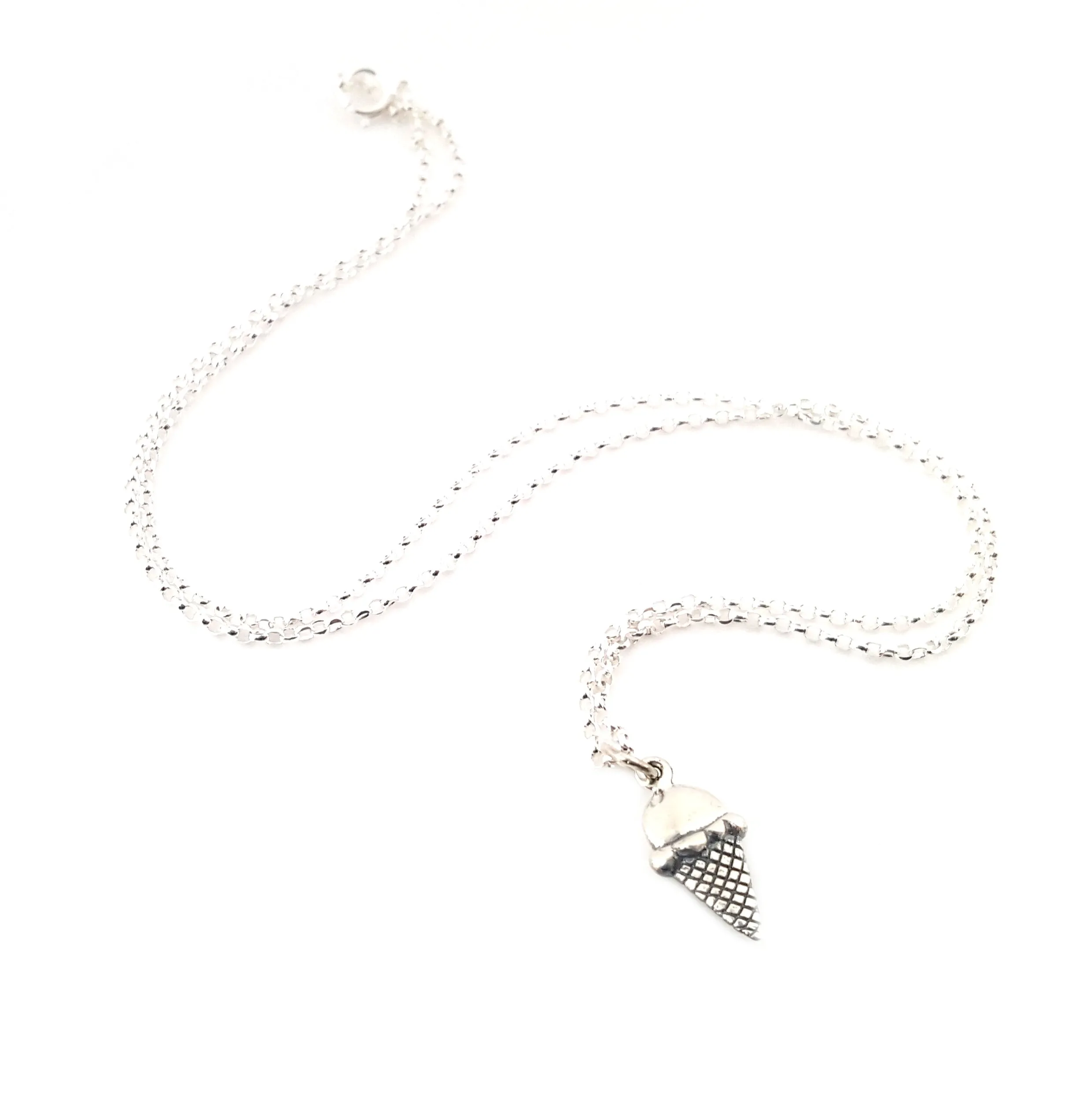 Ice Cream Cone Necklace - Tiny Sterling Silver Ice Cream Necklace - Simple Jewelry - Everyday Necklace - Gift for Her