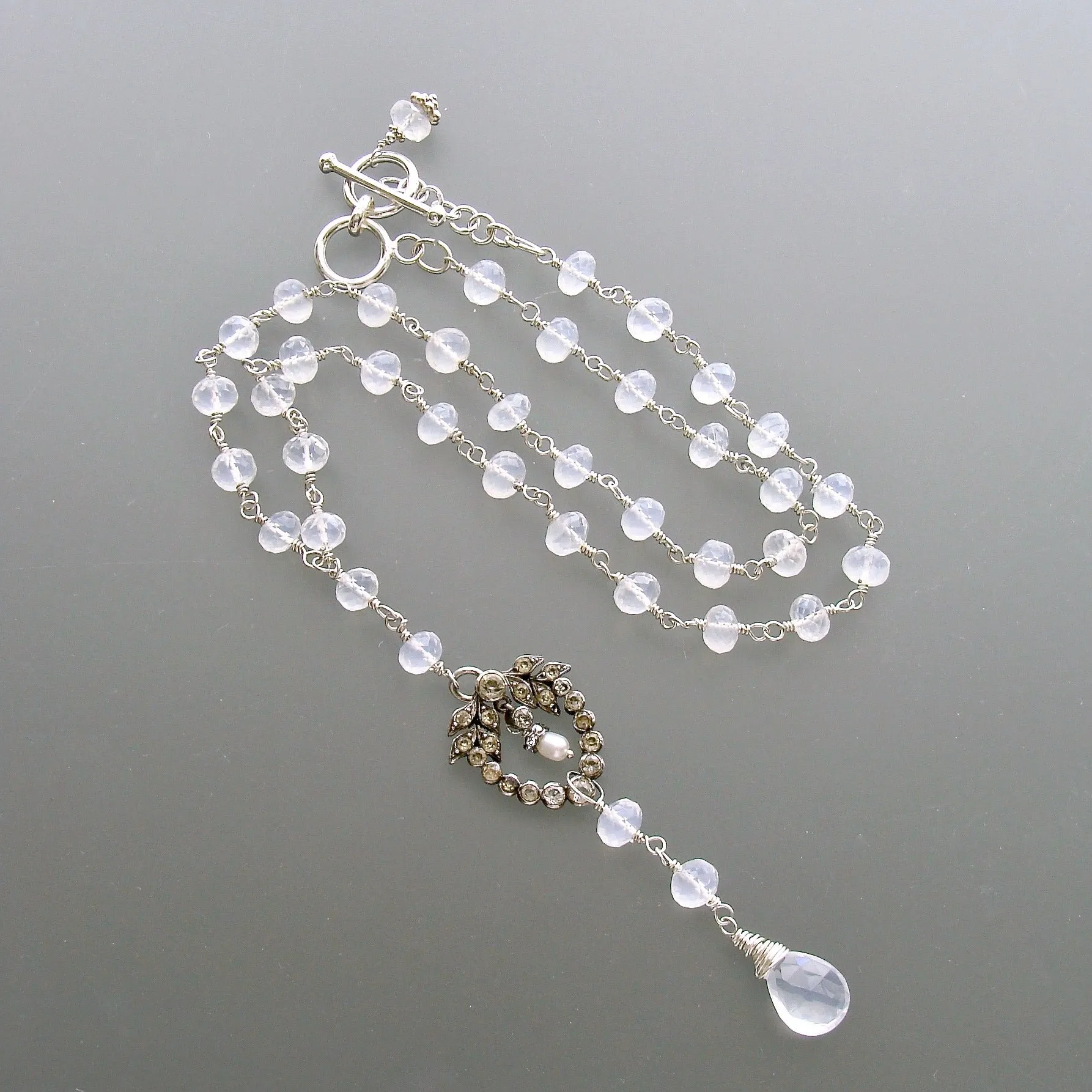 Ice Quartz Victorian Silver Paste Heart Pendant Necklace - Queen of Hearts Necklace