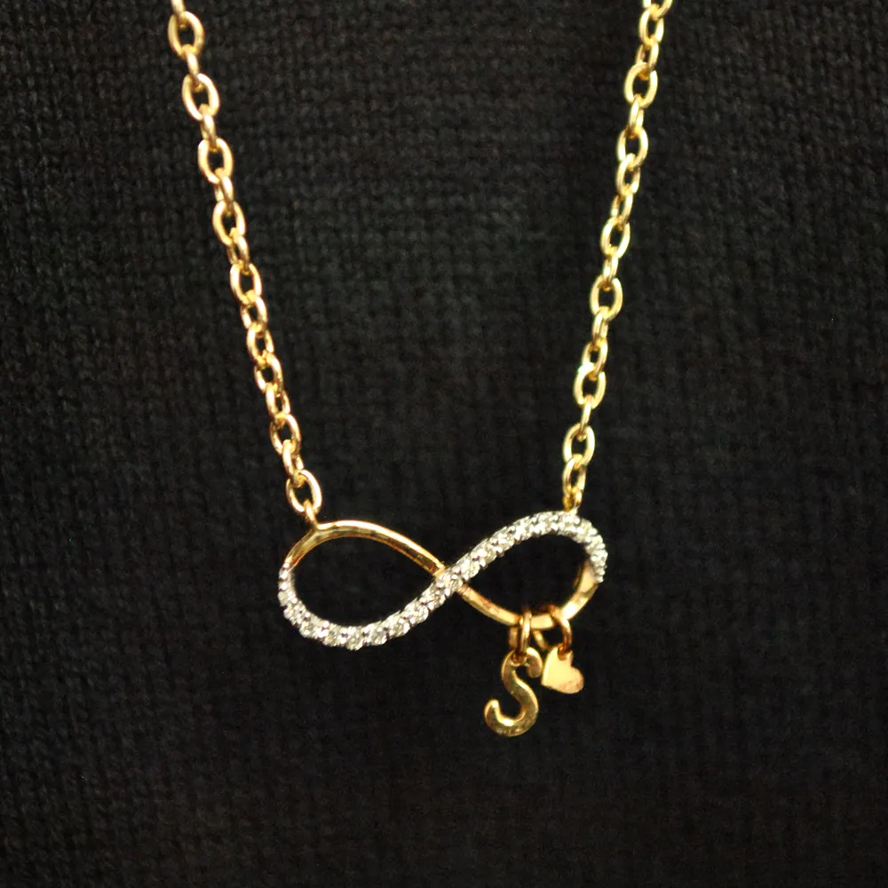 Infinity Initial and Heart Necklace in 14K Gold & Diamond