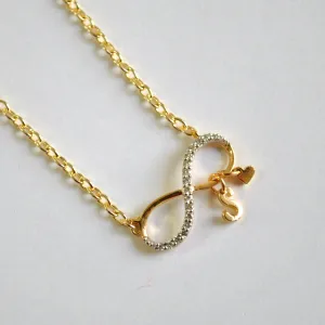 Infinity Initial and Heart Necklace in 14K Gold & Diamond