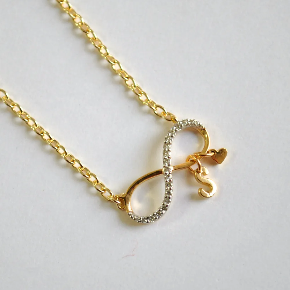 Infinity Initial and Heart Necklace in 14K Gold & Diamond