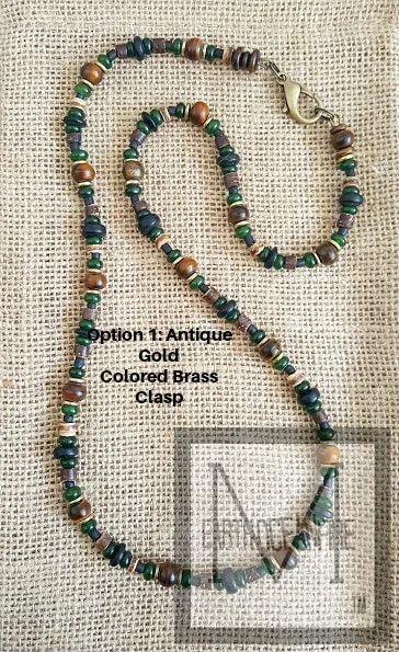 Irish Gold and Green Men Gemstone Black Irish Necklace