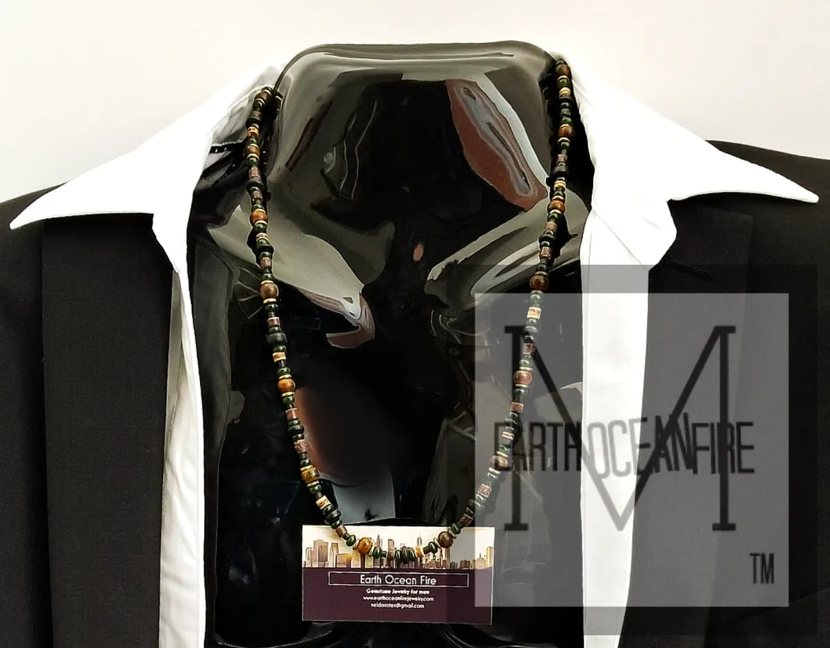 Irish Gold and Green Men Gemstone Black Irish Necklace