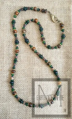 Irish Gold and Green Men Gemstone Black Irish Necklace