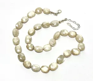 Ivory Mystic Moonstone Necklace Silk Knotted Sterling Silver