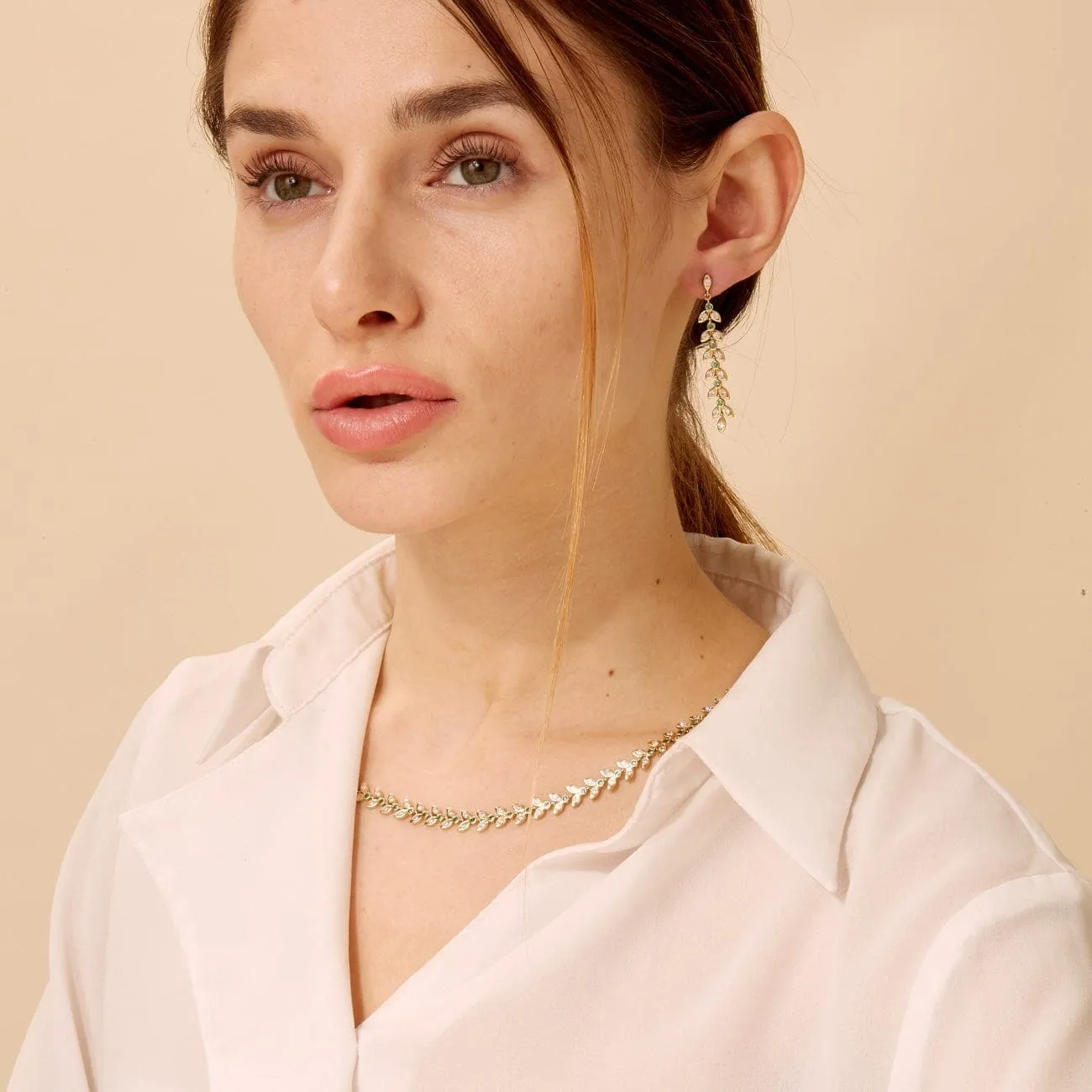 Jardin Emerald And Diamond Vine 18K Yellow Gold Necklace