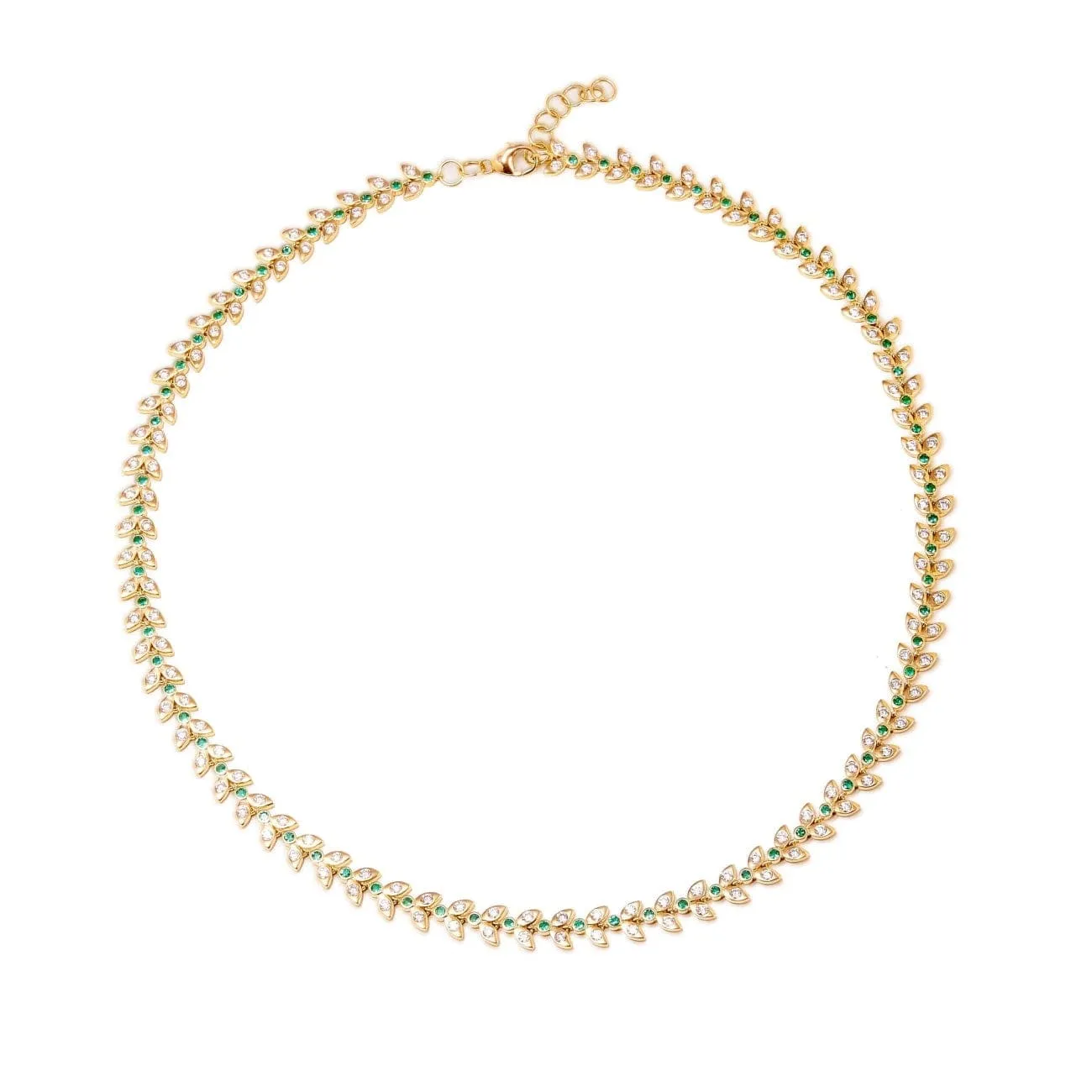 Jardin Emerald And Diamond Vine 18K Yellow Gold Necklace