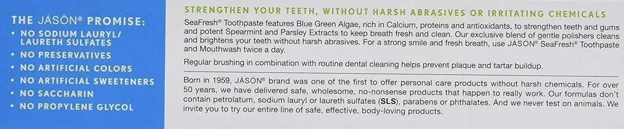 Jason Sea Fresh® Strengthening ToothPaste Deep Sea Spearmint 170 Grams