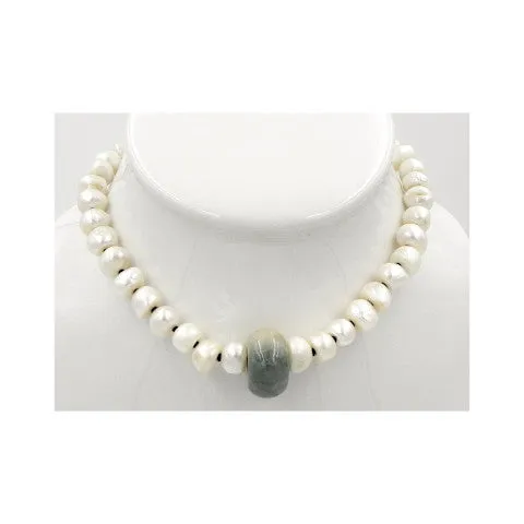 Jella Freshwater Pearl and Jade Necklace