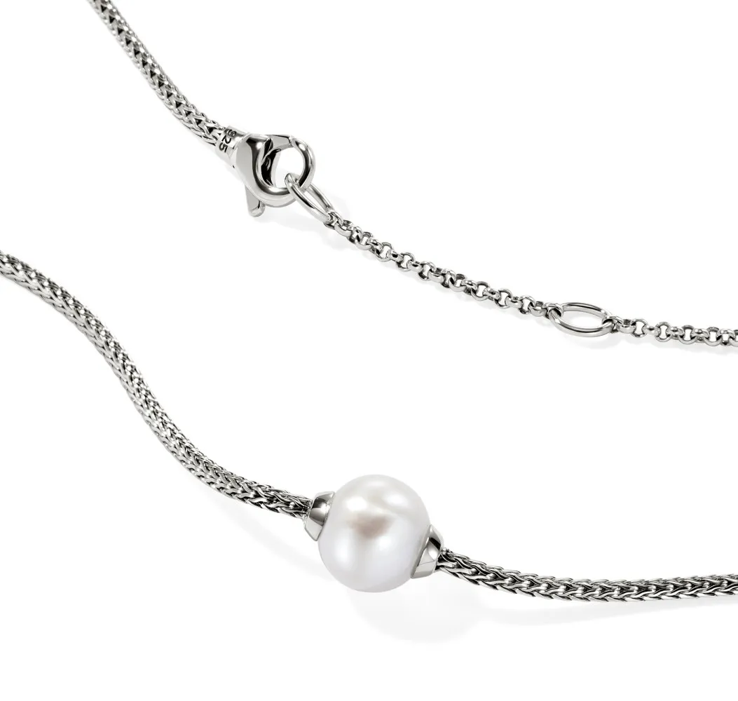 John Hardy Essentials Sterling Silver Chain Necklace with Pearl Accent