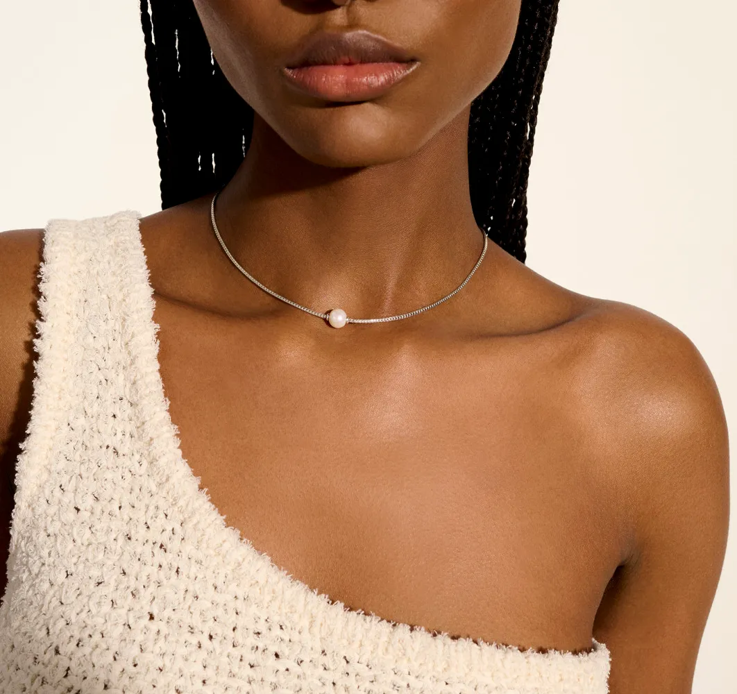 John Hardy Essentials Sterling Silver Chain Necklace with Pearl Accent