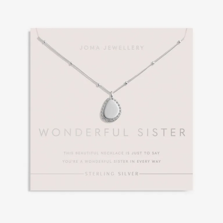 Joma Sterling Silver Wonderful Sister Pebble Pave Necklace