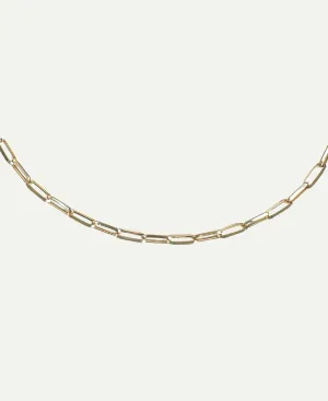 Kirsty 18k Solid Gold Hollow Paperclip Chain Necklace