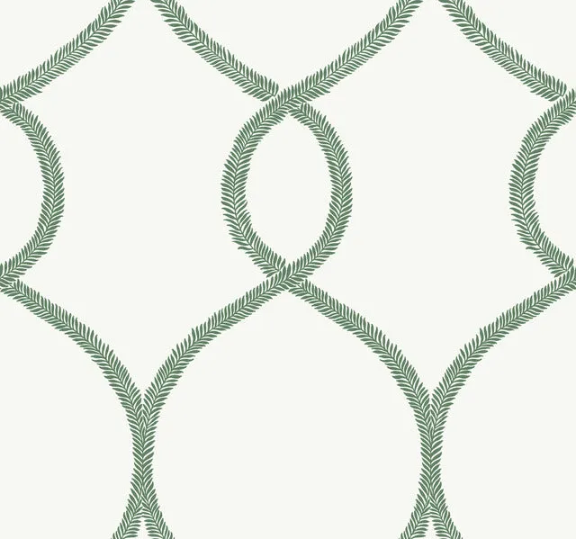 KT2231 Laurel Leaf Ogee Wallpaper-Green