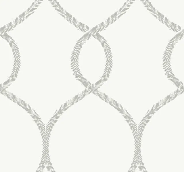 KT2233 Laurel Leaf Ogee Wallpaper-Grey