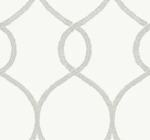 KT2233 Laurel Leaf Ogee Wallpaper-Grey