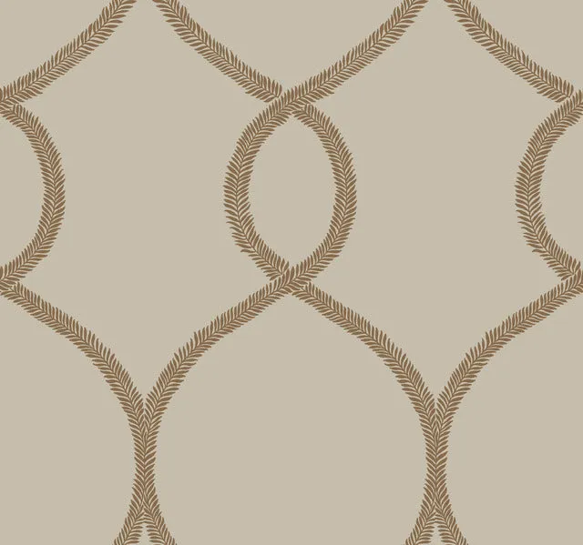 KT2237 Laurel Leaf Ogee Wallpaper-Brown