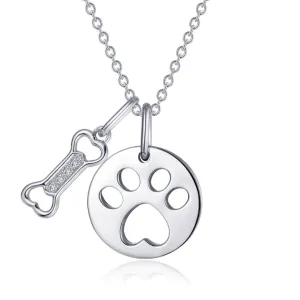 Lafonn Paw Print Dog Bone Necklace