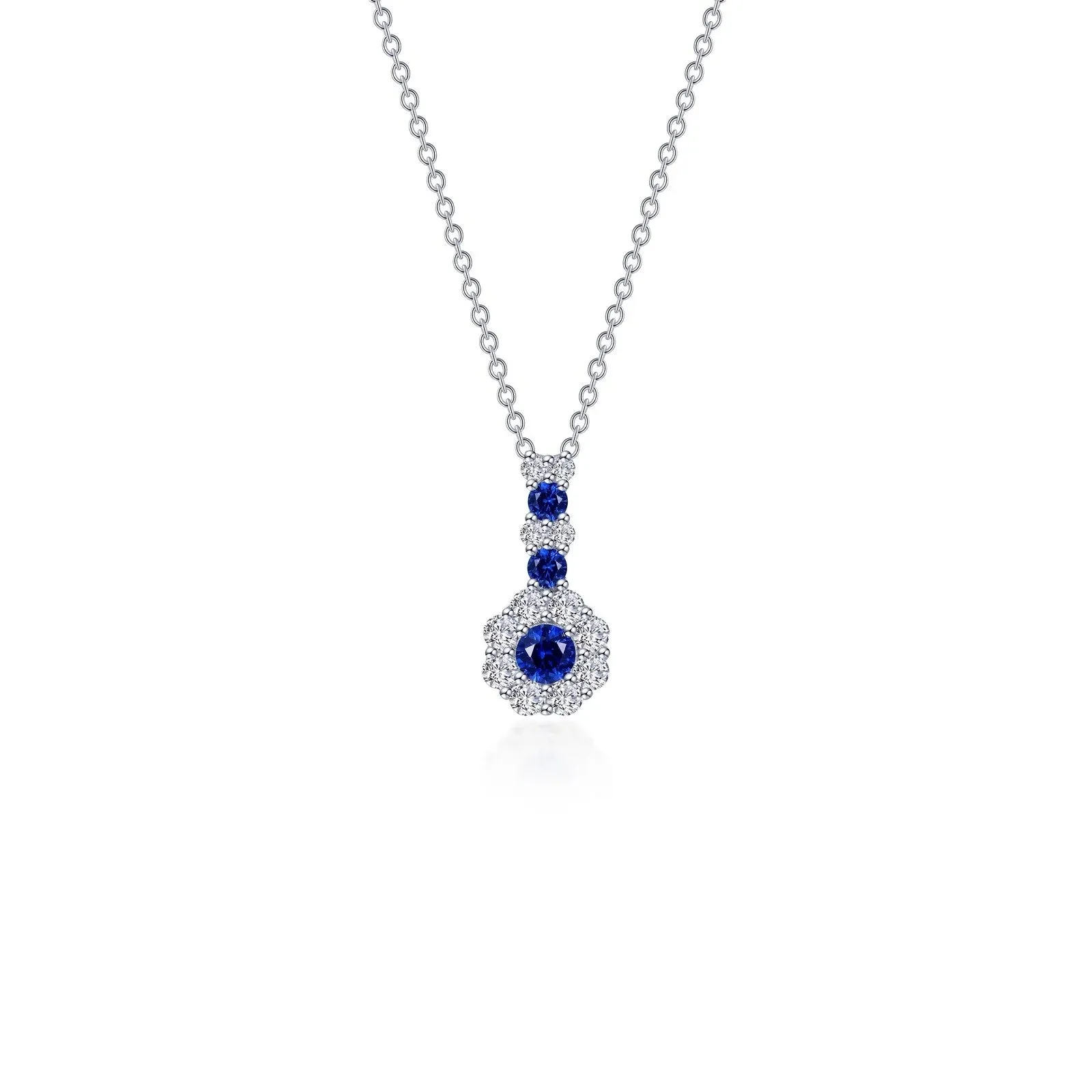 Lafonn Simulated Diamond & Sapphire Flower Necklace N0327CSP20