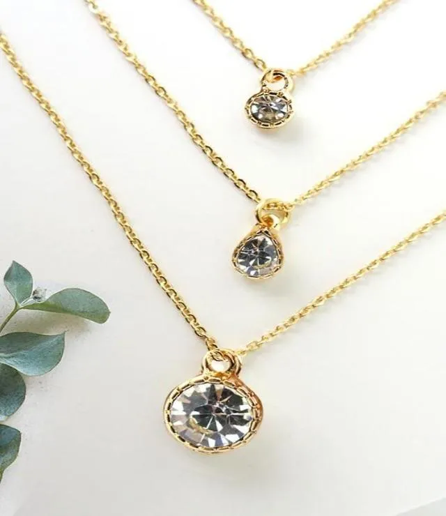 L'amour Gold Rhinestone Layered Necklace