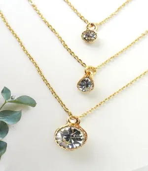 L'amour Gold Rhinestone Layered Necklace