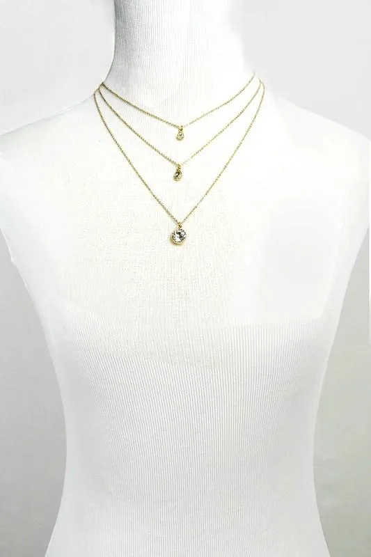 L'amour Gold Rhinestone Layered Necklace