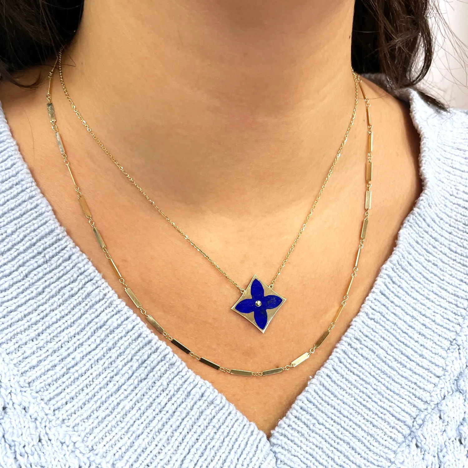 Lapis Luxe Flower Necklace