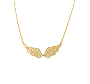 Large Diamond Angel Wing 14K Gold