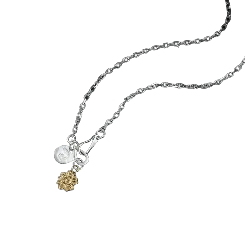 Larry Smith Rose & Stamped Eagle Head Necklace