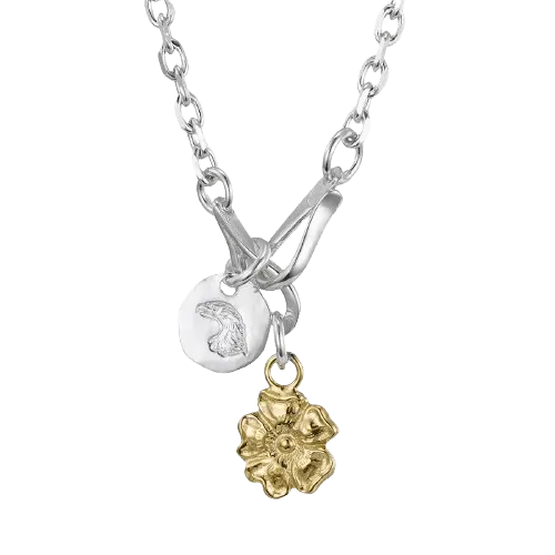 Larry Smith Rose & Stamped Eagle Head Necklace