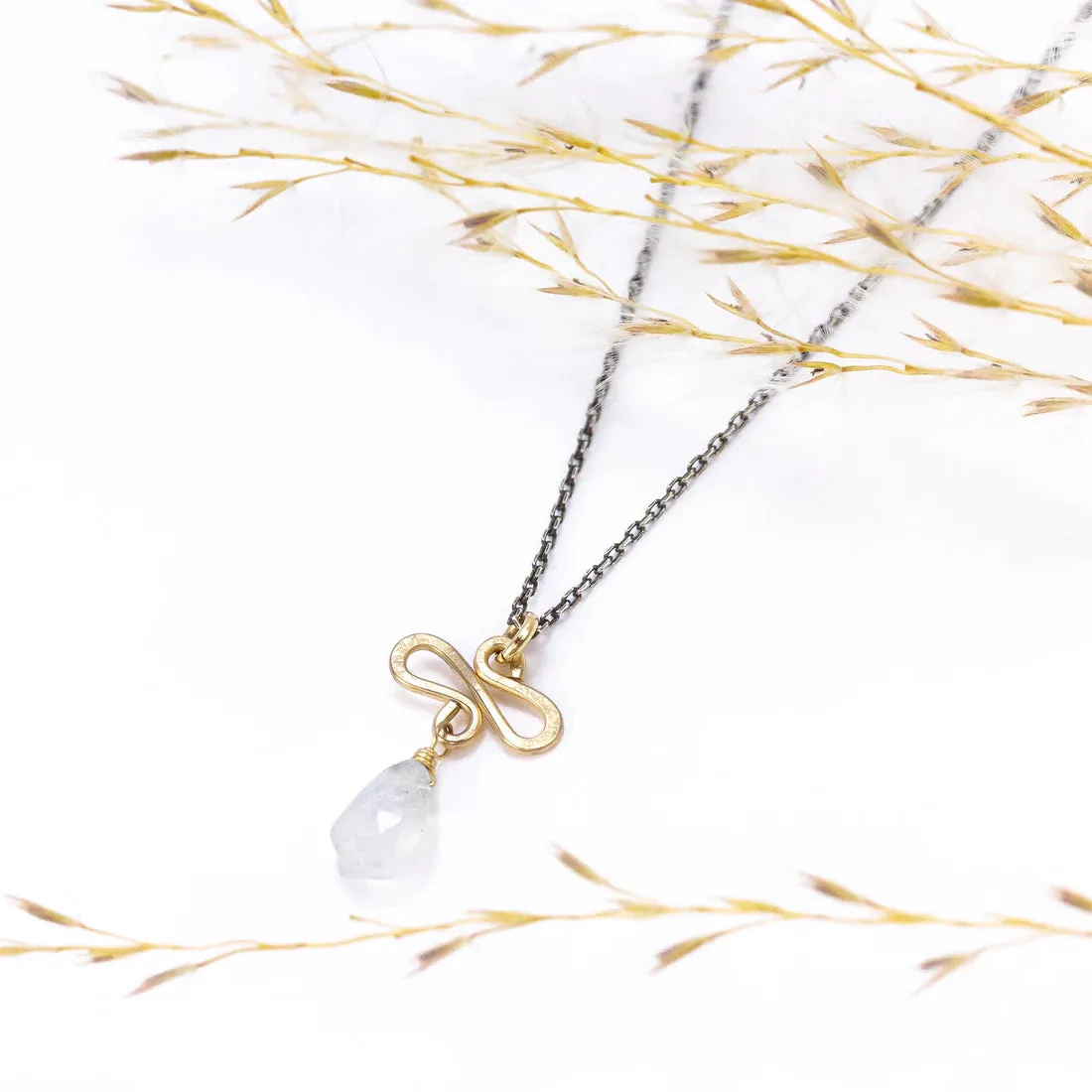Laura J Moonstone Mini Serpent Necklace