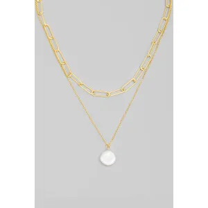 Layered Circle Pearl Charm Necklace | Stuffology Boutique