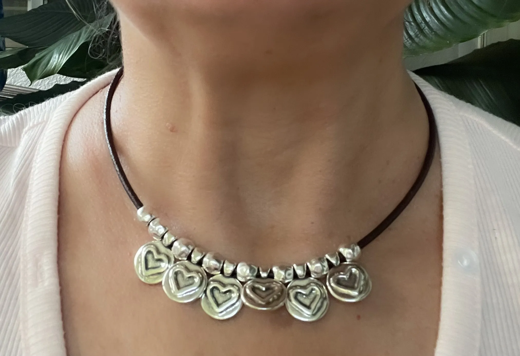 Leather necklace made by Andrea's Designer