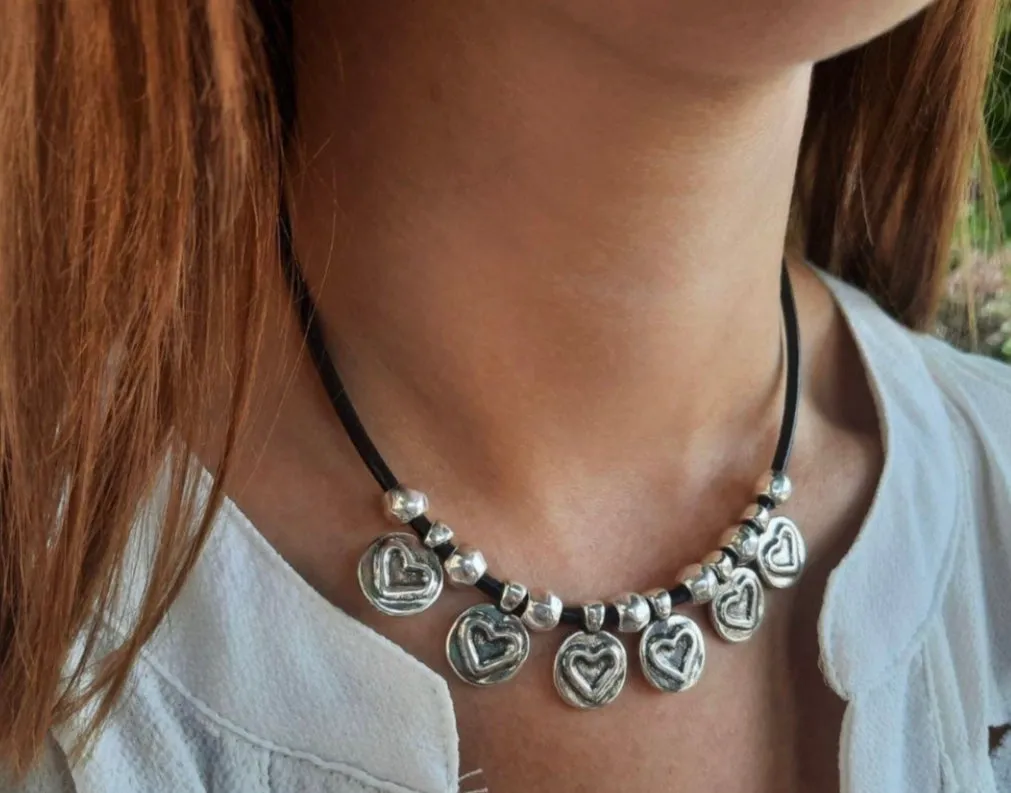 Leather necklace made by Andrea's Designer