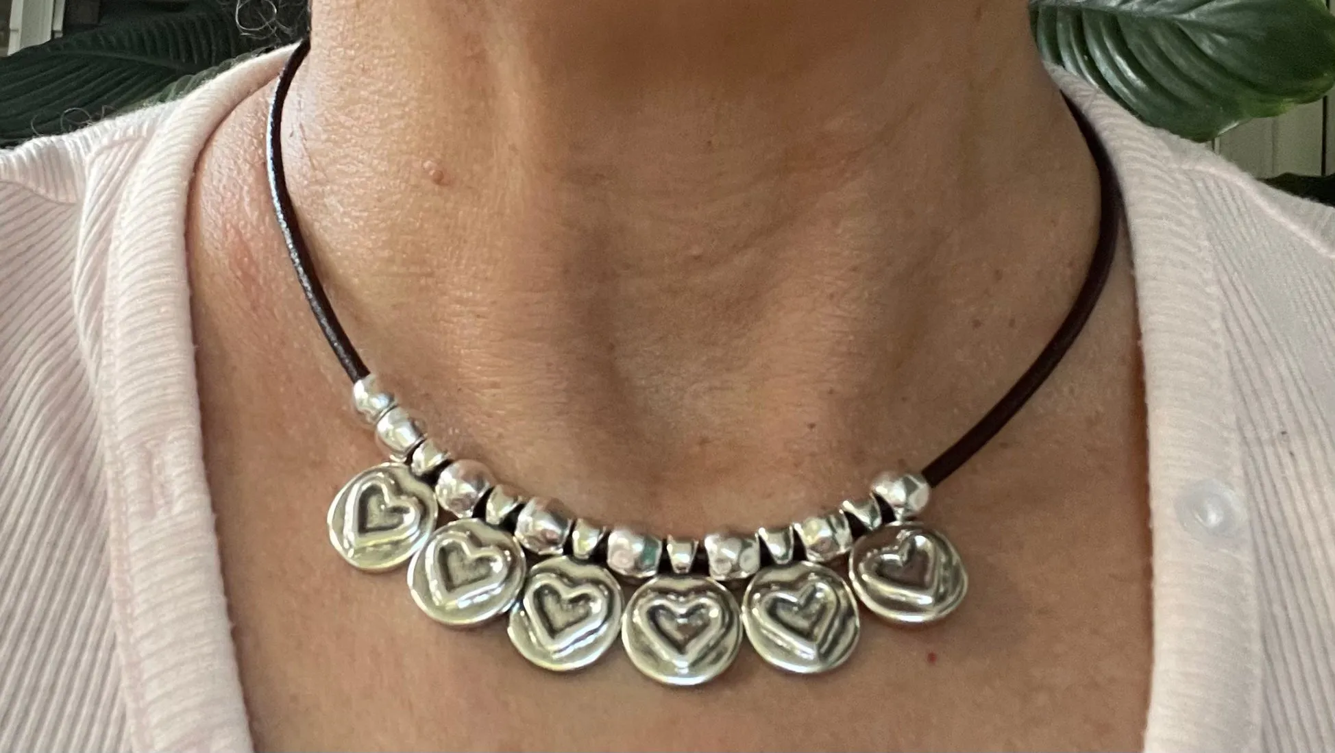 Leather necklace made by Andrea's Designer