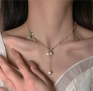 Lily Of The Valley Pearl Necklace White Fairy Flower Summer