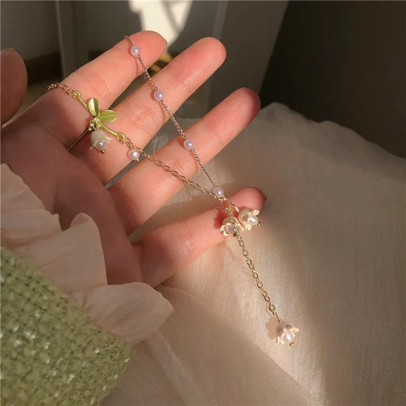 Lily Of The Valley Pearl Necklace White Fairy Flower Summer