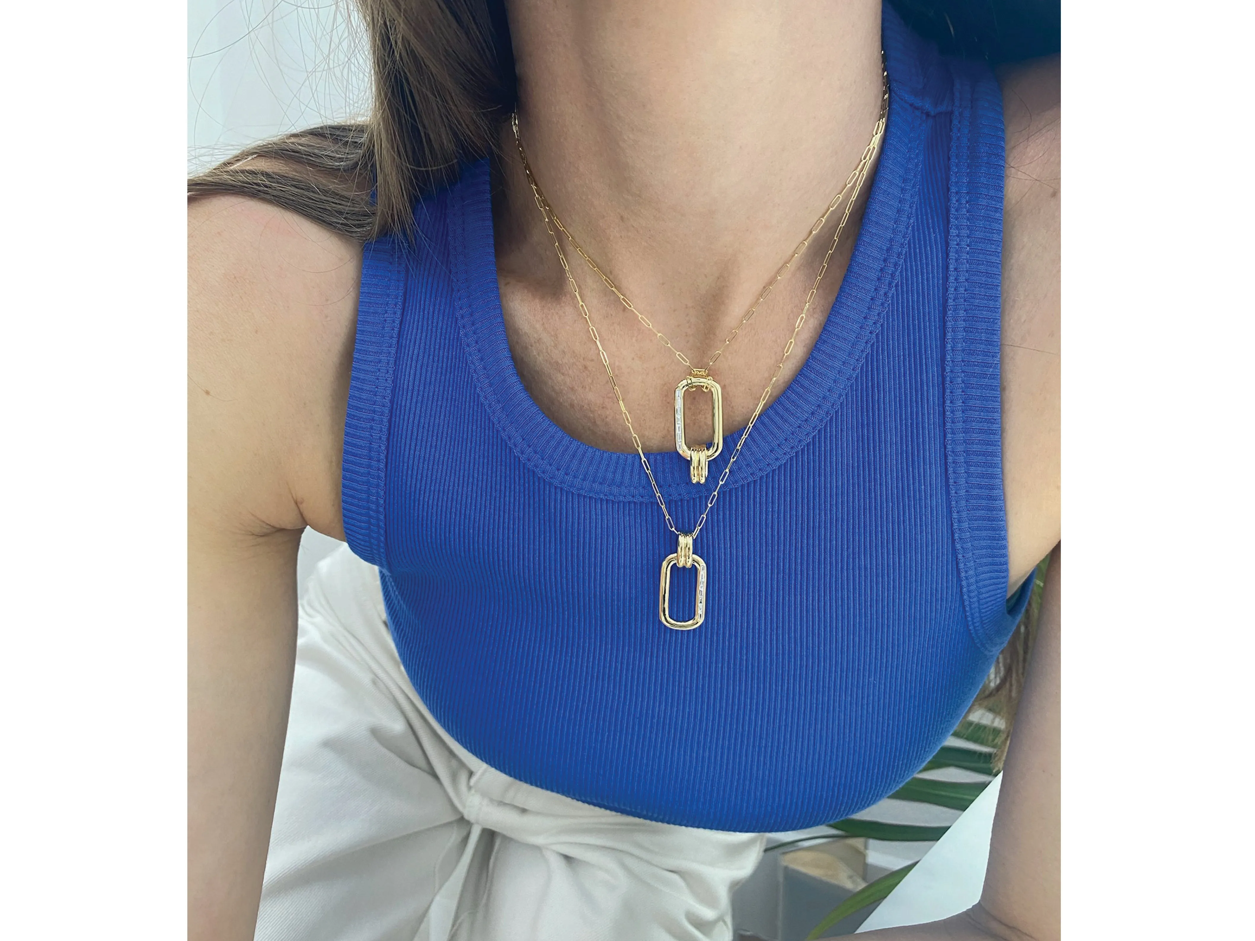 Link Baguette Double Bale Necklace