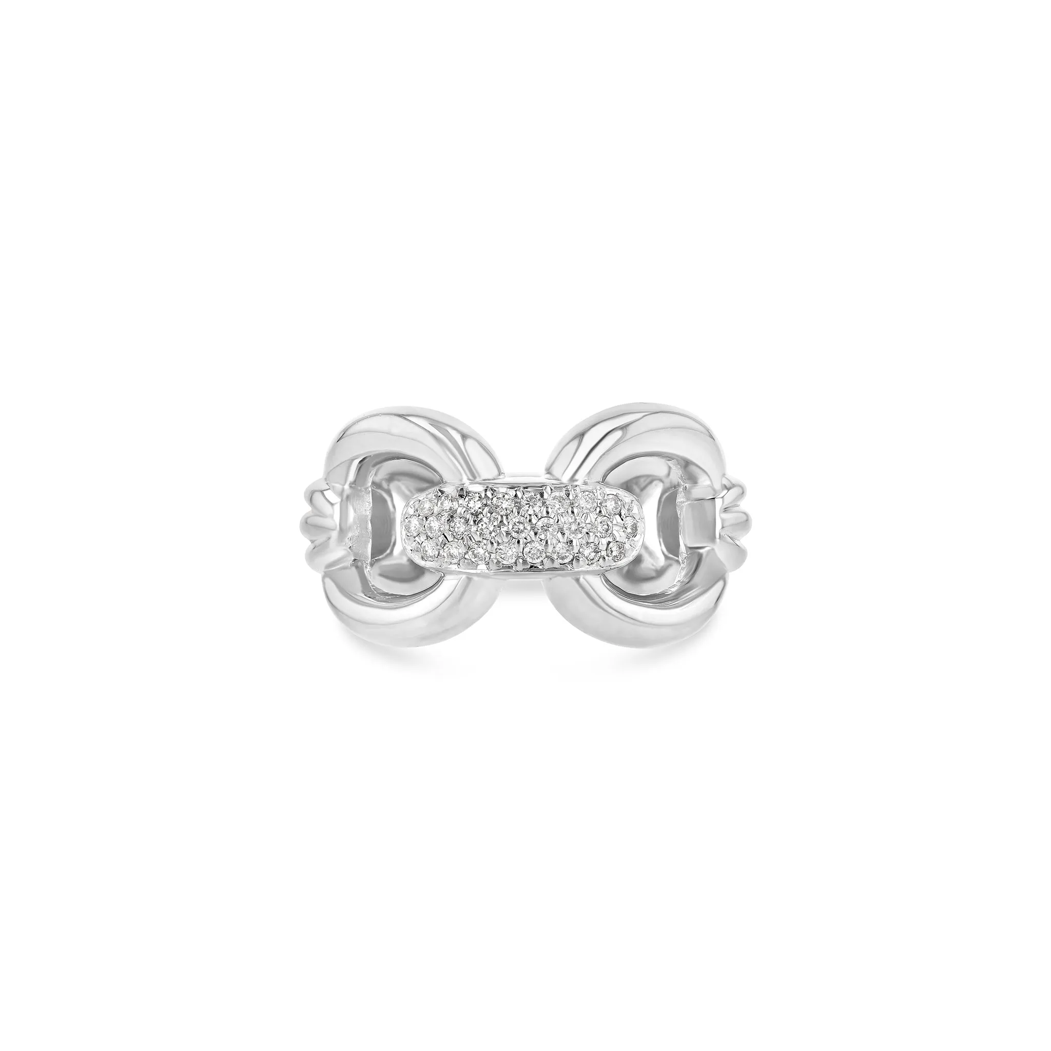 Link Column Ring with Center Diamonds