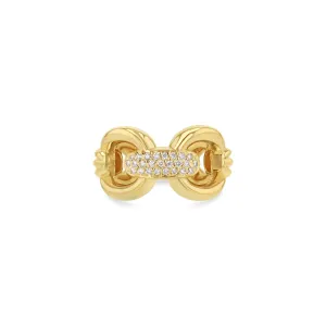 Link Column Ring with Center Diamonds