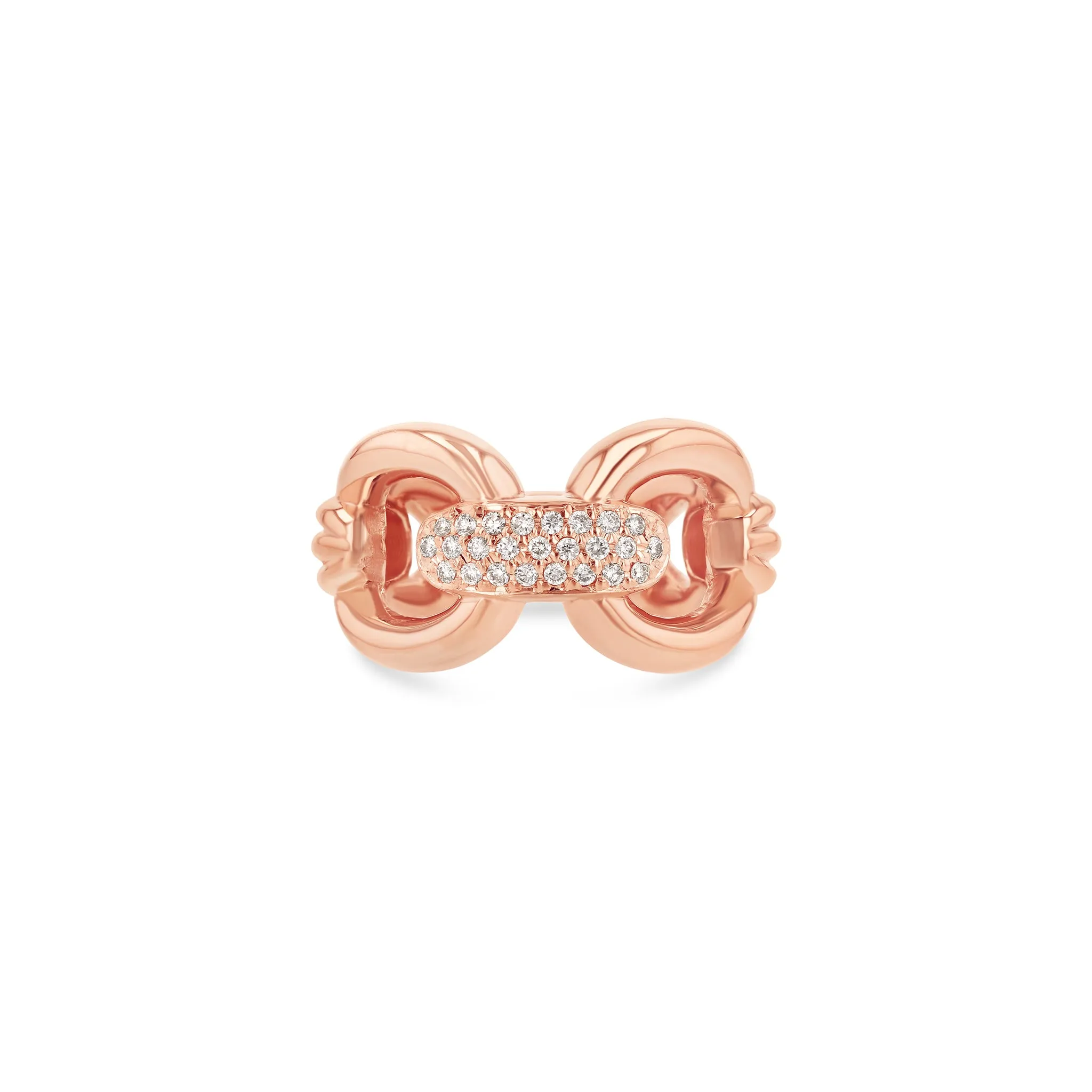 Link Column Ring with Center Diamonds