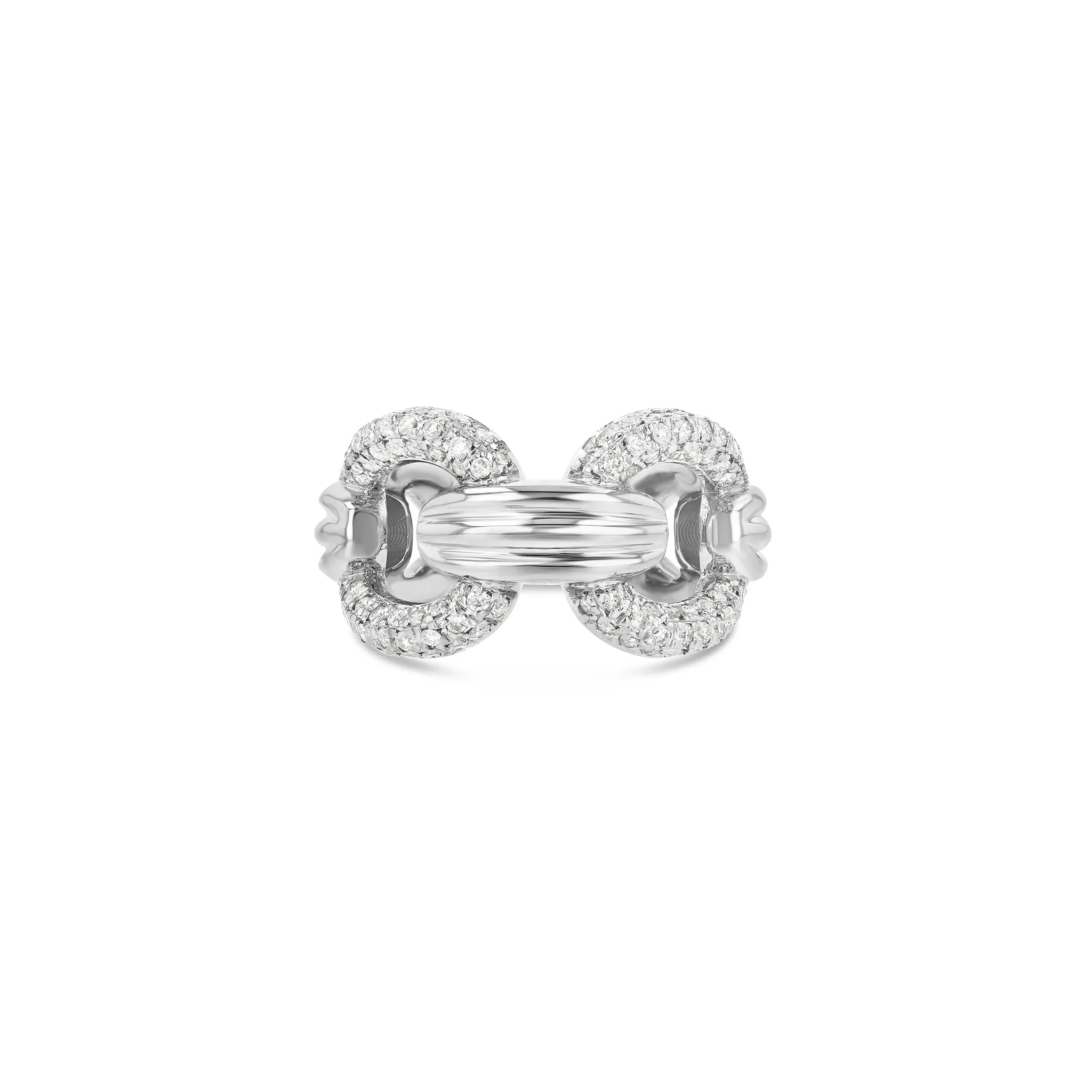 Link Column Ring with Diamonds