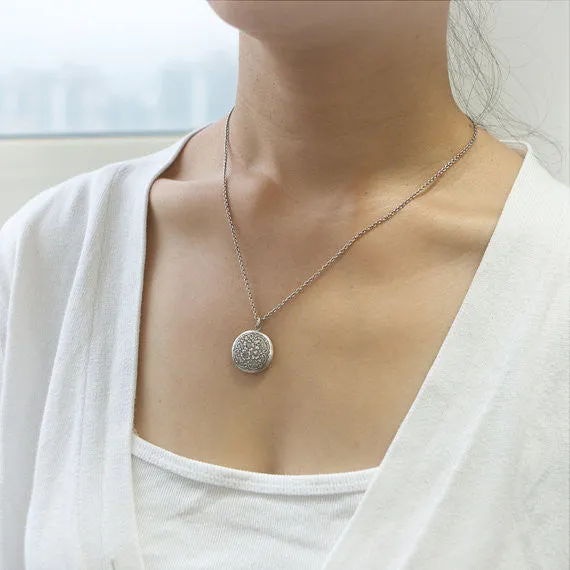 Little flower round Locket Necklace