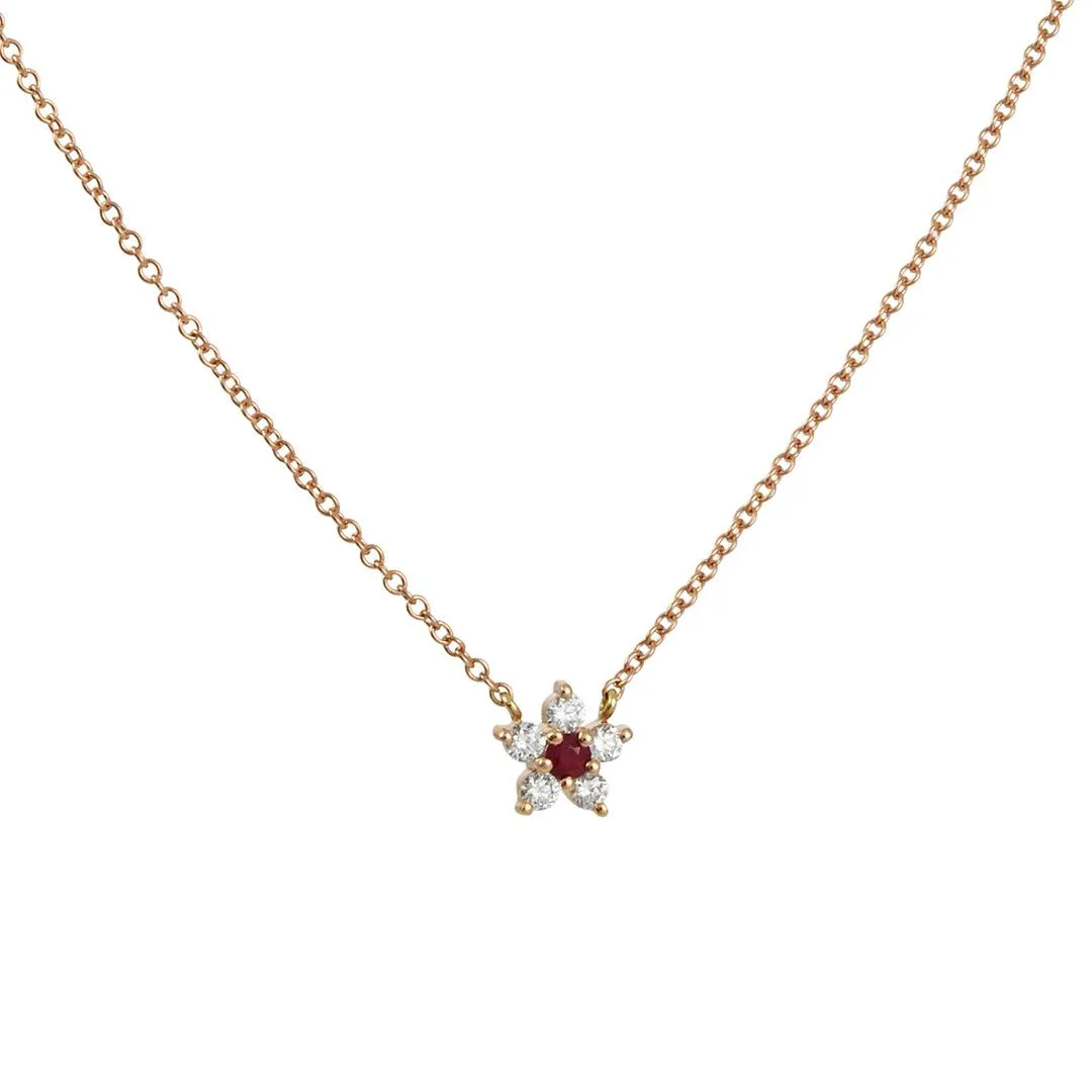 Liven Co. - Flower Necklace with Ruby