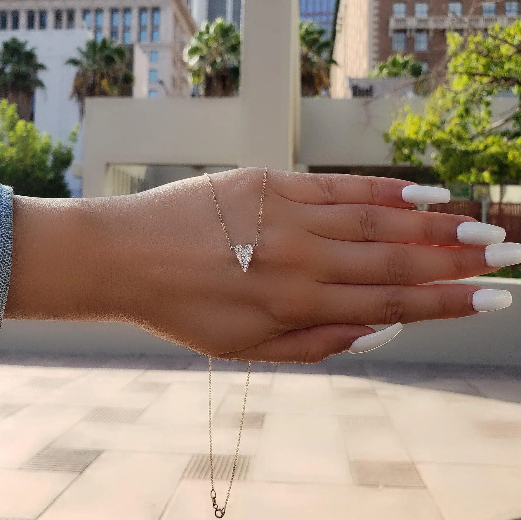 Long Heart Diamond Necklace