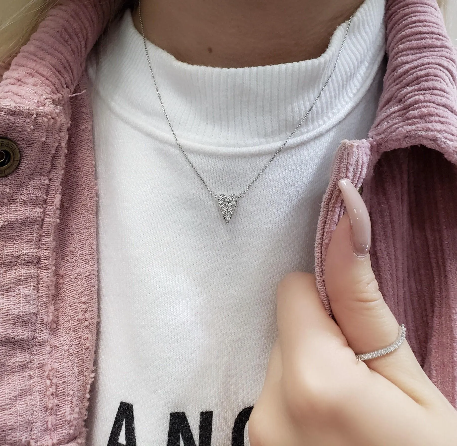 Long Heart Diamond Necklace